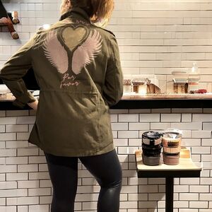 Twotofive Mas Amor Por Favor Jacket Army Green Cotton Utility Jacket Large